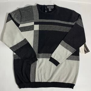 Terazzo Metallic Long Sleeve Retro Black Sweater Womens XL